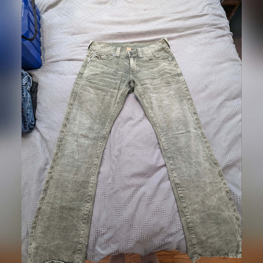 3 For $45 True Religion Green Boot Cut Jeans